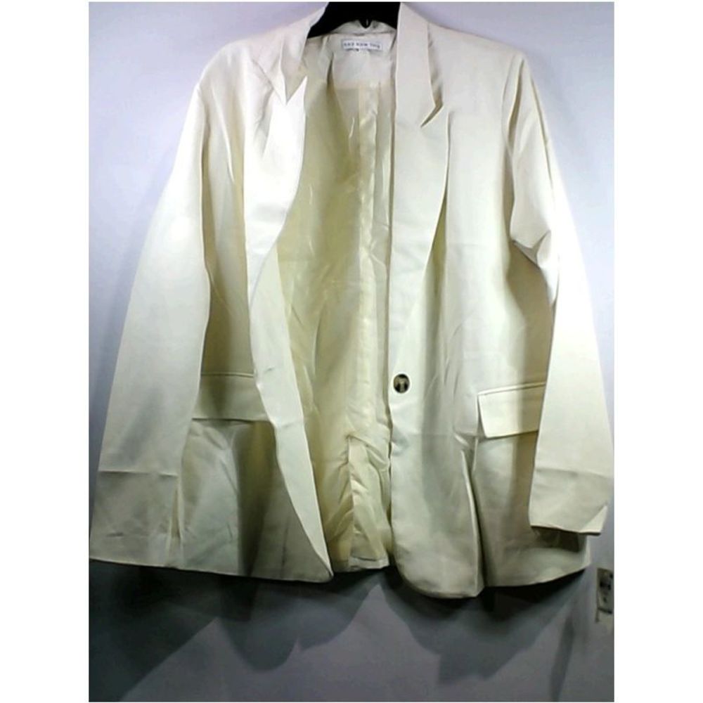 And Now This Womens 0CC5 Regular Button-End Blazer, Beige, Size X-Large